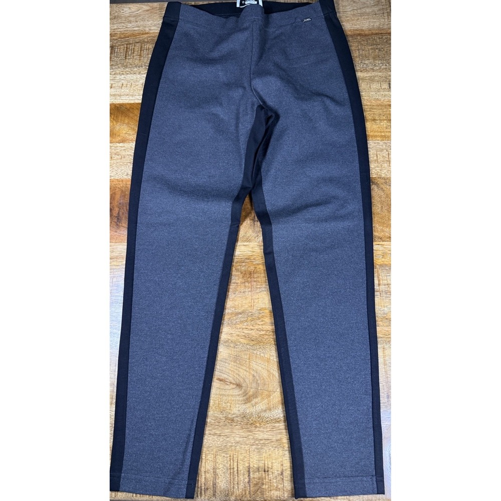 St John Sport Small Gray Black Knit Pants Stretch Leggings Contrast Stripe